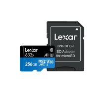 Lexar High-Performance 633x UHS-I micro SDXC  256 GB  Class 10  U3  V30  A1  45 MB/s  100 MB/s 843367119721 ( LSDMI256BB633A LSDMI256BB633A LSDMI256BB633A ) atmiņas karte