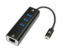 V7 USB-C MALE TO MULTIPORT ADAPTER USB-C TO RJ45 3XUSB A 3.2GEN1 ( V7UCRJ45USB3 V7UCRJ45USB3 V7UCRJ45USB3 ) datortīklu aksesuārs