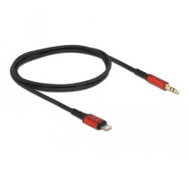 Delock - Kabel Lightning auf Kopfhöreranschluss - Lightning männlich bis Stereo Mini-Klinkenstecker männlich - 50cm - Schwarz Rot - für App ( 86586 ) kabelis video audio