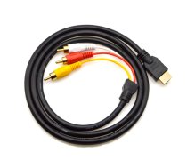 Riff HDMI Spraudnis uz 3RCA Audio  Video Vads 1m Melns ( 4752219008211 RF 3RCA HDMI ) kabelis video  audio