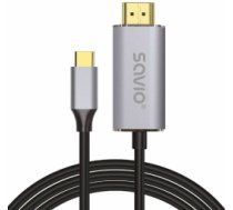 Savio USB-C Male - HDMI Male 2m Silver 5901986047674 ( CL 171 CL 171 ) USB kabelis