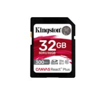Kingston Canvas React Plus 32GB SDHC Memory Card (Black  UHS-II U3  Class 10  V90) ( SDR2/32GB SDR2/32GB SDR2/32GB ) atmiņas karte