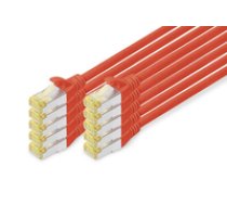 DIGITUS - Patch-Kabel - RJ-45 (M) bis RJ-45 (M) - 2 m - S/FTP - CAT 6a - halogenfrei geformt ohne Haken - Rot (Packung mit 10) 40160324691 ( DK 1644 A 020 R 10 4016032469193 ) tīkla kabelis
