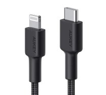AUKEY Cable CB-CL03 Black nylon Lightning-USB C 2m USB Power Delivery USB-PD certificate MFi Apple ( CB CL03 CB-CL03 BLACK ) USB kabelis