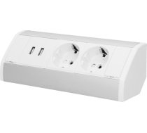 Orno Gniazdo meblowe 2x2P+Z + USB  schuko  bialo-srebrne ( OR GM 9003/W G(GS) OR GM 9003/W G(GS) )