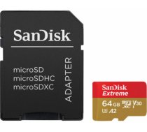 SanDisk microSDXC Extreme 64GB 170/80 MB/s A2 C10 V30 UHS-I U3 ( SDSQXAH 064G GN6MA SDSQXAH 064G GN6MA ) atmiņas karte