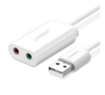 Ugreen USB 2.0 - 3 5 mm mini jack External Sound Adapter white (US205 30143) ( 6957303831432 6957303831432 30143 ugreen 6957303831432 ) USB kabelis