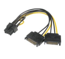 AKASA - SATA power to 6+2-pin PCIe adapter 4710614538801 ( AK CBPW19 15 AK CBPW19 15 AK CBPW19 15 ) kabelis datoram