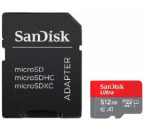 SanDisk Ultra microSDXC 512GB + SD Adapter 150MB/s A1 Class 10 UHS-I; EAN:619659200572 ( SDSQUAC 512G GN6MA AKKSGKARSAN00097 ) atmiņas karte