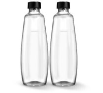 SodaStream glass bottle DUO  1 liter  pack of 2  jug (transparent/black  for DUO bubbler) ( 8719128118369 1047202410 1047205490 2270179 8719128118369 DUO GLASFLASCHEN SODAS 1047205490 )