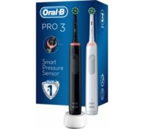 Braun Oral-B Pro 3 3900 Gift Edition  Electric Toothbrush (white/black  incl. 2nd handpiece) ( 8006540760765 57358 753006 760765 8006540760765 Pro 3 3900 Bk/Wh Pro 3 3900 Duo Black/White PRO 3900 PRO3900DUOPACK WH/BK ) mutes higiēnai