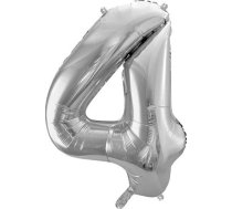 Party Deco Balon foliowy Cyfra "4"  86cm  srebrny uniwersalny 513033 (5902230736047) ( JOINEDIT37964217 )