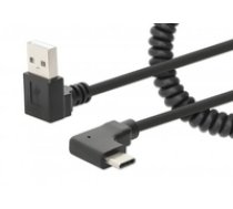 MANHATTAN Spiralkabel USB-A auf USB-C Ladekabel 1m schwarz ( 356220 356220 356220 ) USB kabelis