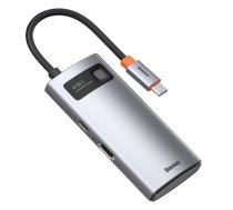 Baseus Metal Gleam Series 4-in-1 USB-C Hub mobile device dock station Tablet/Smartphone Silver 6953156204621 ( 6953156204621 6953156204621 ) svītru koda lasītājs