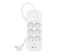 Belkin Surge Socket 6-fold  USB-A+C  650J.SRB002VF2M ( SRB002vf2M SRB002vf2M ) kabelis  vads