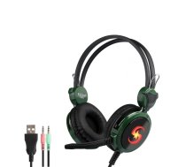 Kubite T-591 Spelu Austinas 40mm draiveri 1.8m Vads 2x 3.5mm audio/mic + USB Zala 6973242270064 KUB-T591-GREEN (6973242270064) ( JOINEDIT55741576 )