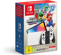 Nintendo Switch (OLED) White + Super Mario Bros.Wonder + 12 Monate Online Mitgliedschaft ( 45496454074 10014335 210309 45496454074 NSH086 ) spēļu konsole