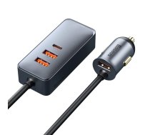 Baseus Share Together car charger with extension cord  3x USB  USB-C  120W (gray) ( CCBT B0G CCBT B0G CCBT B0G ) iekārtas lādētājs