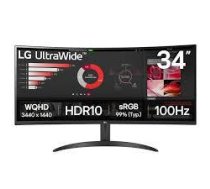 LG 34WR50QK-B 34 " VA QHD 21:9 100 Hz 5 ms 3440 x 1440 pixels 240 cd/m HDMI ports quantity 2 ( 34WR50QK B 34WR50QC-B.AEU 34WR50QK-B.AEU 504394 8806096199527 ) monitors