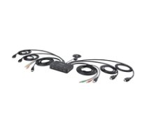 StarTech.com 2-Port Dual-Monitor HDMI Cable KVM Switch 4K 60Hz Compact KVM with 5ft/1.5m USB-A/HDMI/Audio Integrated Cables Bus Powered - ( C2 DH46 UA2 CBL KVM ) KVM komutators