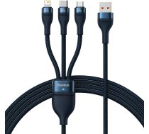 Baseus Flash Series USB 3w1 USB-C + micro USB + Lightning 100W 1.2m (blue) ( 6932172608729 93152-uniw CASS030003 ) USB kabelis