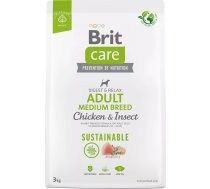 BRIT Care Dog Sustainable Adult Medium Breed Chicken  Insect - dry dog food - 3 kg ( 100 172176 100 172176 )