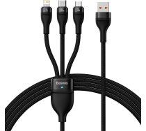 Kabel USB 3w1 Baseus Flash Series  USB-C + micro USB + Lightning  100W  1.2m (czarny) ( CASS030001 CASS030001 ) USB kabelis