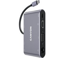Stacja/replikator Canyon CANYON 8 in 1 USB C hub with 1*HDMI: 4K*30Hz 1*VGA 1*Type-C PD charging port Max 100W PD input. 3*USB3.0 trans ( TAR 2206088 ) dock stacijas HDD adapteri