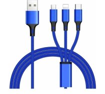 Kabel USB PremiumCord USB-A - USB-C + microUSB + Lightning 1.2 m Niebieski (ku31pow01) ( KU31POW01 ) USB kabelis