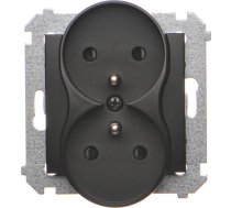 Kontakt-Simon Simon 54 Gniazdo wtyczkowe podwojne z uziemieniem z przeslonami (modul) 16A 250V zaciski srubowe czarny mat DGZ2MZ.01/49 DGZ2MZ.01/49 (5902787870867) ( JOINEDIT32097078 )