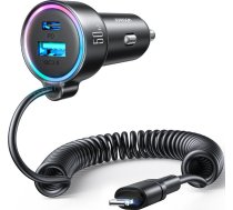 Joyroom 3 in 1 Fast Car Charger with 1.5m 45W Lightning Cable Black (JR-CL08) ( JR CL08 JR CL08 JR CL08 ) iekārtas lādētājs