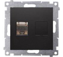 Kontakt-Simon Simon 54 Gniazdo komputerowe pojedyncze RJ45 kategoria 6 ekranowane z przeslona przeciwkurzowa (modul) czarny mat D61E.01/49 D61E.01/49 (5902787871352) ( JOINEDIT32864629 )