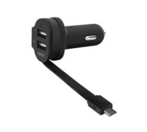 Xqisit ład. sam. 6A Dual USB+microUSB car charger czarnyblack 20425 ( 20425 ) iekārtas lādētājs