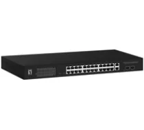 LevelOne Switch 24x GE GEP-2841 2xGSFP 19" 370W 24xPoE+ ( GEP 2841 4015867228159 ) komutators