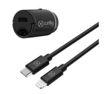 CELLY CCMINILIGHT – CAR CHARGER USB-C+USB-C TO LIGHTNING CABLE 20W [PRO POWER] ( CCMINILIGHT CCMINILIGHT CCMINILIGHT ) iekārtas lādētājs