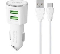LDNIO DL-C29 car charger  2x USB  3.4A + USB-C cable (white) ( DL C29 Type C DL C29 Type C DL C29 Type C ) iekārtas lādētājs