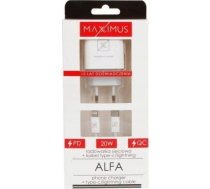 Ladowarka Maxximus LAD. SIECIOWA MX ALFA 20W PD+QC  USB-A+C + KABEL C/LIGHTNING 20W PD  WHITE/BIALY mx_20221011123420 (5901313560807) ( JOINEDIT40849246 ) iekārtas lādētājs