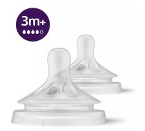 Philips Avent Natural Response pudeļu silikona knupīši vidēja plūsma 3m+ (2 gab.) SCY964/02 ( SCY964/02 GAWO-75663 ) piederumi bērnu barošanai