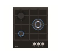 Simfer Hob H4.305.HGSSP Gas on glass  Number of burners/cooking zones 3  Rotary painted inox knobs  Black  45 cm ( H4.305.HGSSP H4.305.HGSSP ) plīts virsma