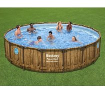 Bestway Power Steel Swim Vista Frame pool set ? 549cm x 122cm swimming pool (brown/light blue with viewing windows + filter pump) ( 56977 ) Zāles pļāvējs - Trimmeris