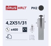 SELF SCREW 4 2X51/31 MET/MET+PHOSPH(400) 000051381097 (2000513810972) ( JOINEDIT61237964 )