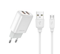 Jellico EU02 12W 2x USB 2.4A Ligzdu Ātrs adaptīvs universāls lādētājs + Micro USB Kabelis 1m Balts ( EU02MICWH 6974929203238 ) iekārtas lādētājs