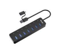 Equip USB-Hub 7-Port 3.2  -7x3.2 inkl USB-C Adapter schwarz ( 128965 128965 128965 ) USB centrmezgli