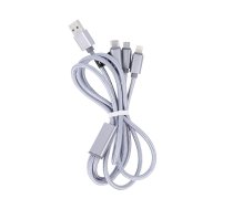 Maxlife 3in1 cable USB - Lightning + USB-C + microUSB 1 0 m 2 1A grey nylon ( OEM001651 5900495796172 ) USB kabelis