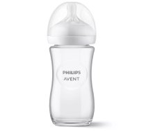 Philips Avent Natural Response stikla zīdaiņu pudelīte 240 ml lēnas plūsmas knupītis 1m+ SCY933/01 ( SCY933/01 AV-000691 ) piederumi bērnu barošanai