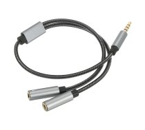 RoGer SP35Y Audio adapteris / dalītājs 2x 3.5mm stereo + mikrofons / 4 pin RO-SP35Y-GR (4752168125687) ( JOINEDIT59706040 ) adapteris