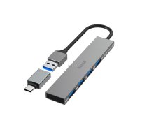 Hama USB-Hub  4 Ports  USB 3.2 Gen1  5 Gbit/s  Ultra Slim  inkl. USB-C-Adapter (00200141) 4047443497666 ( 4047443497666 00200141 002001410000 200141 ) USB centrmezgli