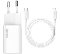 Ladowarka sieciowa Baseus Super Si Quick Charger 1C 25W z przewodem USB-C do USB-C 1m (biala) ( 6953156206038 6953156206038 )