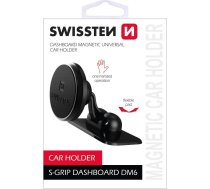 Swissten Uchwyt magnetyczny do telefonu lub GPS Swissten do samochodu  S-Grip Dashboard DM6  czarny  metal  z klejem  czarna  telefon ( 65010420 65010420 ) Mobilo telefonu turētāji