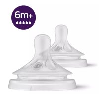 Philips Avent Natural Response pudeļu silikona knupīši ātra plūsma 6m+ (2 gab.) SCY965/02 ( SCY965/02 ) piederumi bērnu barošanai